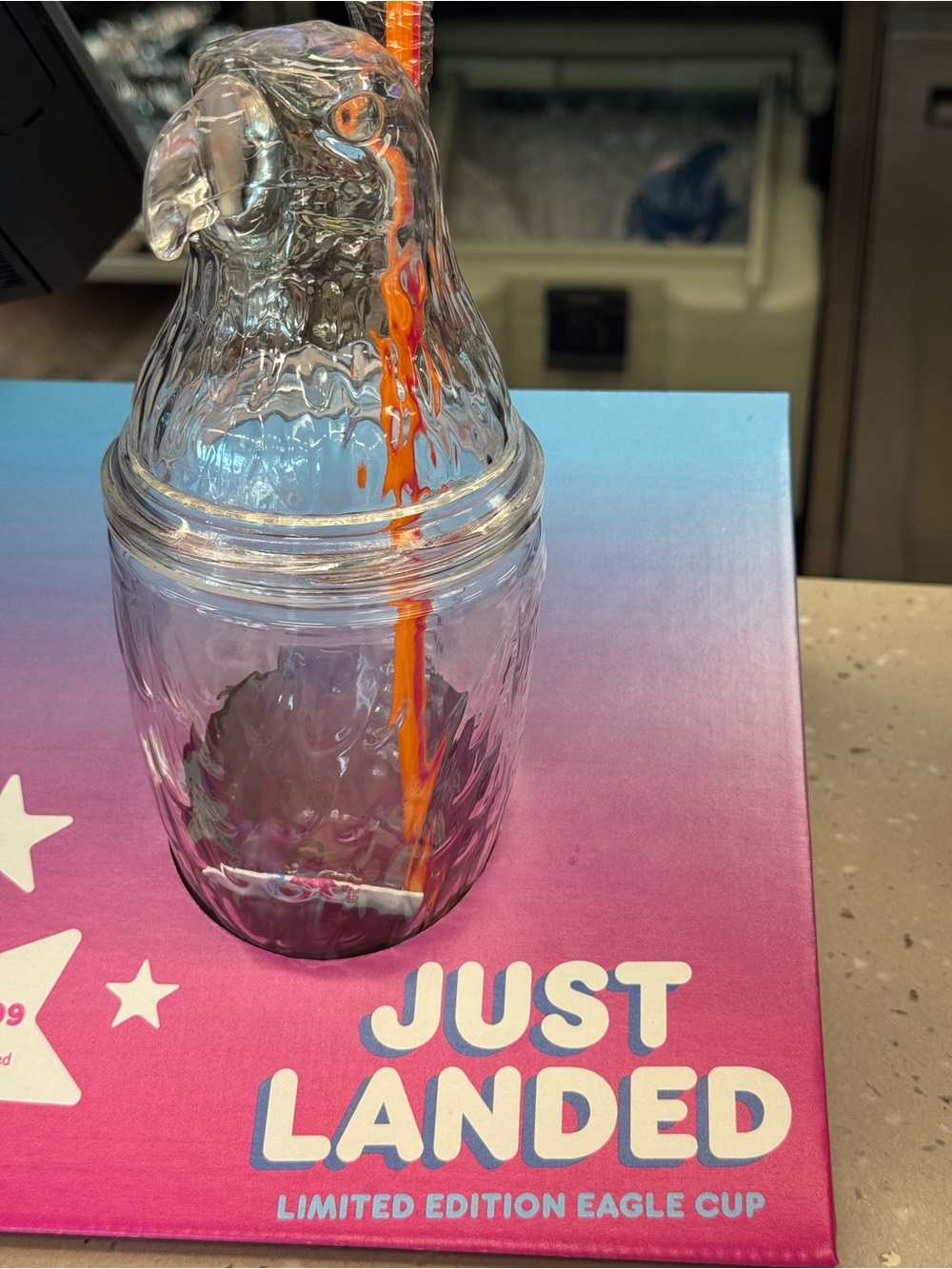 Dunkin Donuts Limited Edition Eagle  Cup with Orange Straw